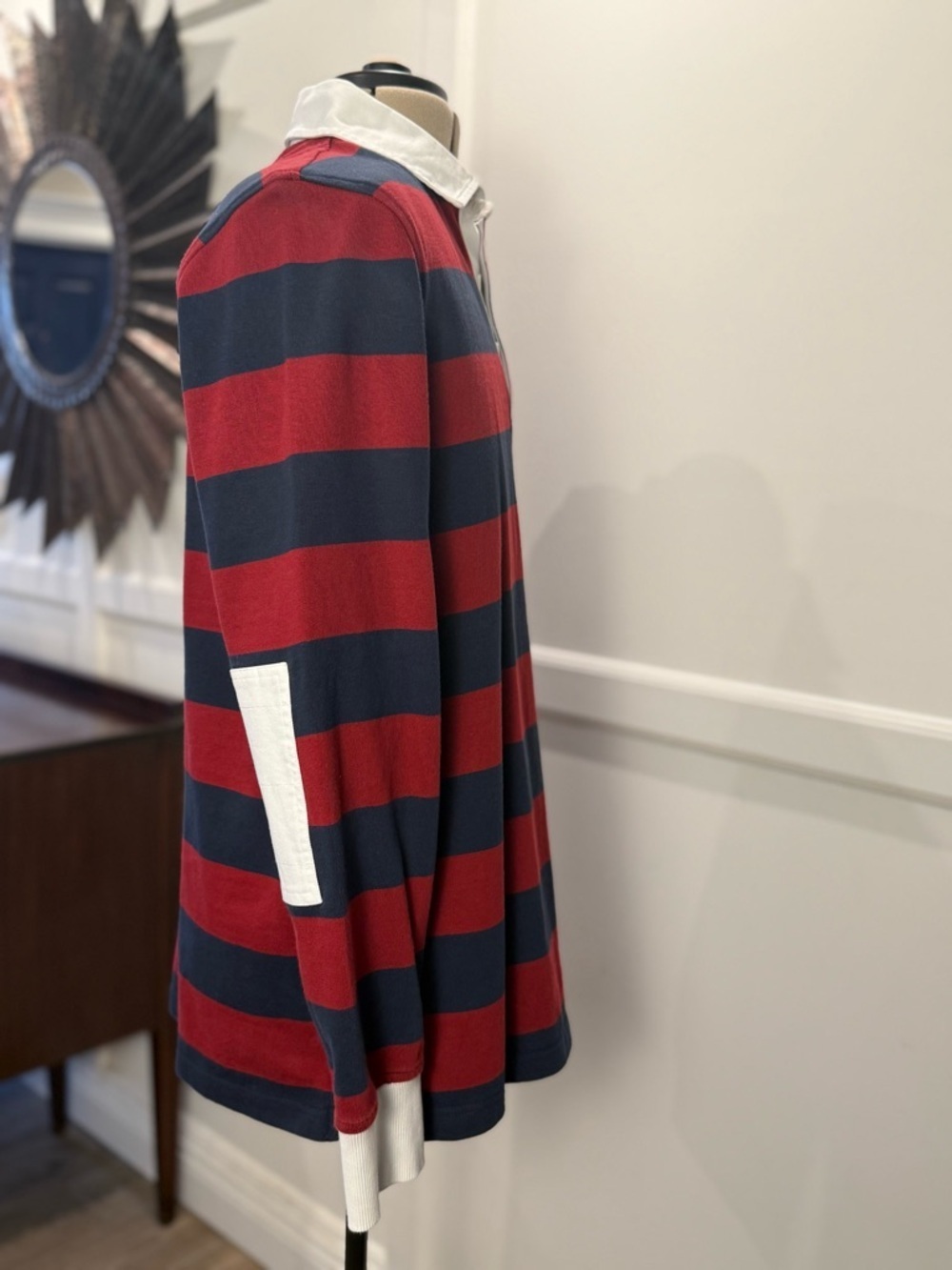 Brooks Brothers Red and Navy Striped Long Sleeve Polo Rugby - Picture 2 of 3